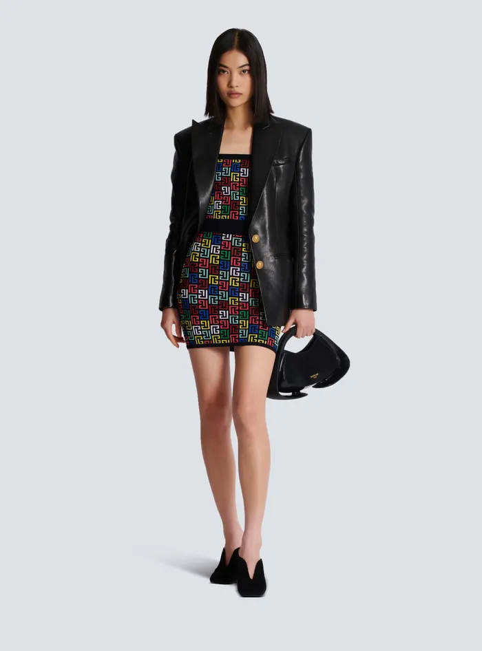 Balmain Skirts Women Pop Monogram Knit Skirt Multicolor