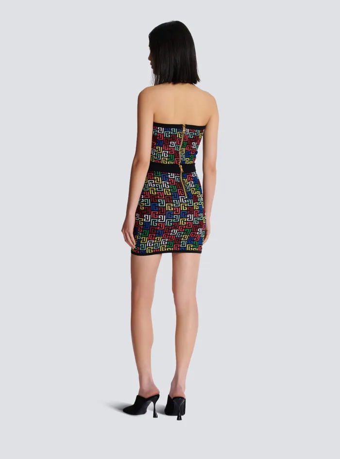 Balmain Skirts Women Pop Monogram Knit Skirt Multicolor