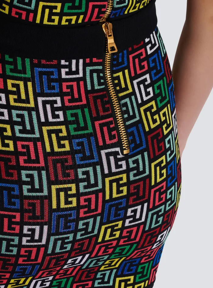 Balmain Skirts Women Pop Monogram Knit Skirt Multicolor