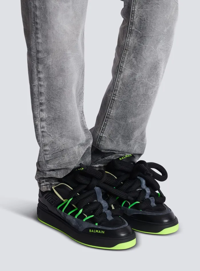 Balmain Sneakers Men BCourt Puffy Skate Sneakers In Calfskin And Suede Black