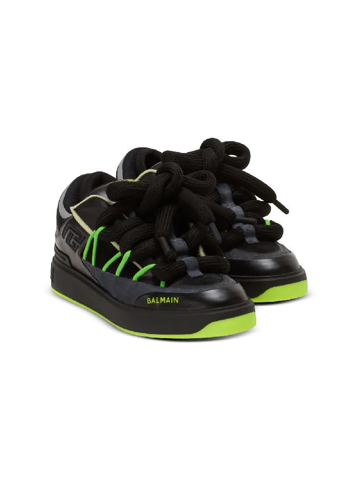 Balmain Sneakers Men BCourt Puffy Skate Sneakers In Calfskin And Suede Black