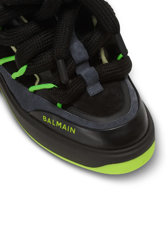 Balmain Sneakers Men BCourt Puffy Skate Sneakers In Calfskin And Suede Black