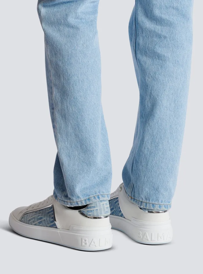 Balmain Sneakers Men BCourt Sneakers In Leather And Denim Blue