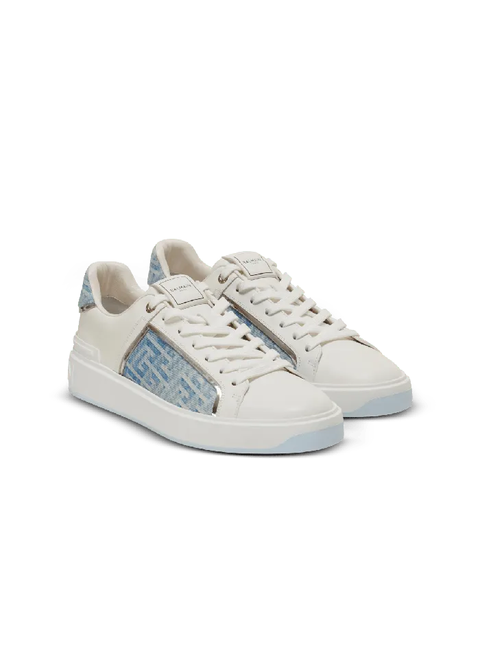 Balmain Sneakers Men BCourt Sneakers In Leather And Denim Blue