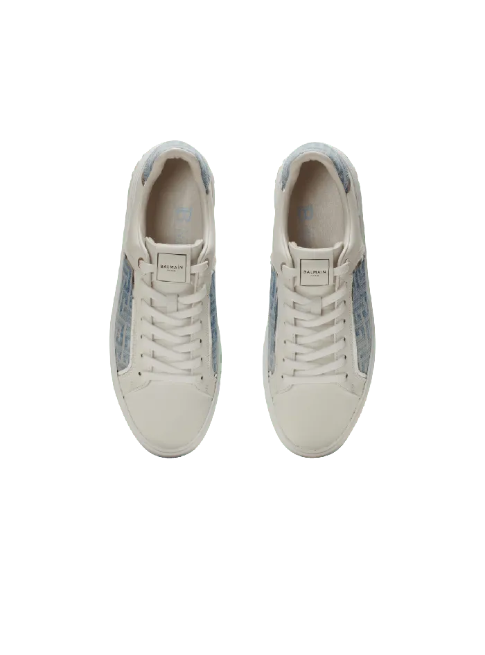Balmain Sneakers Men BCourt Sneakers In Leather And Denim Blue