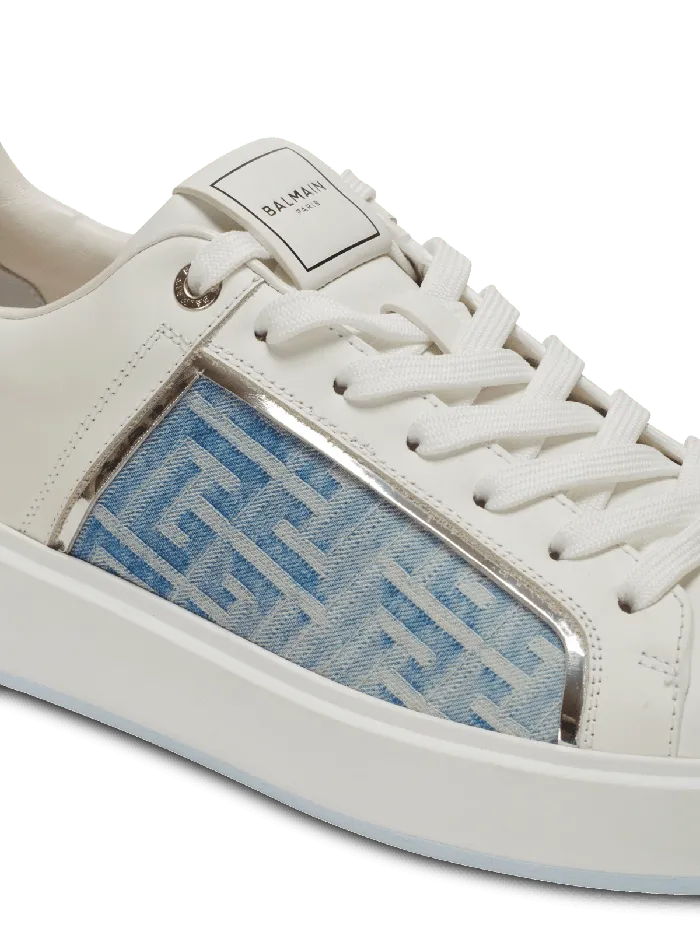 Balmain Sneakers Men BCourt Sneakers In Leather And Denim Blue
