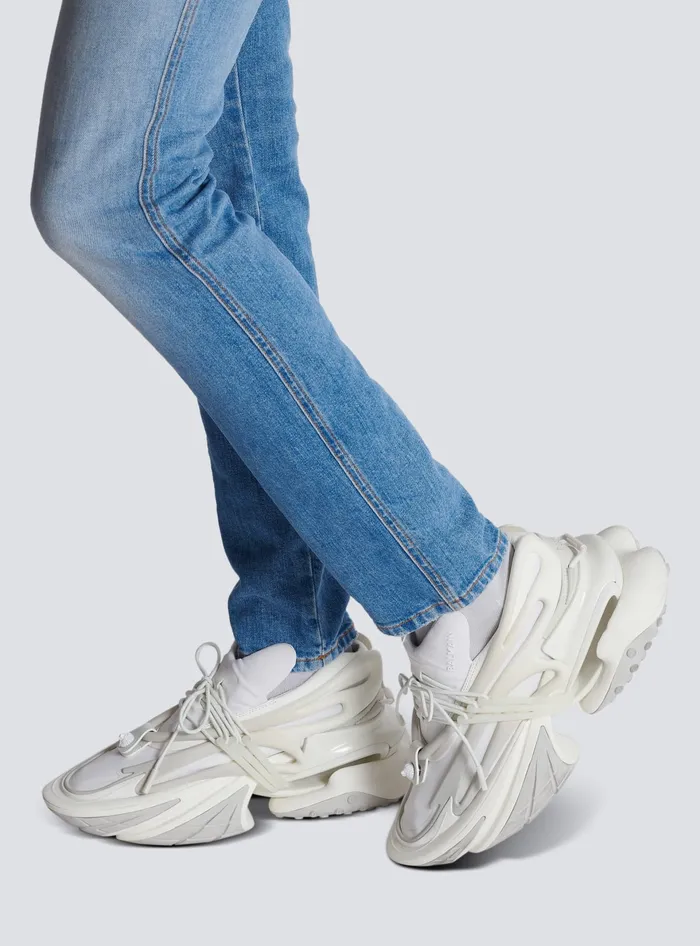 Balmain Sneakers Men Neoprene And Leather Unicorn Lowtop Sneakers White