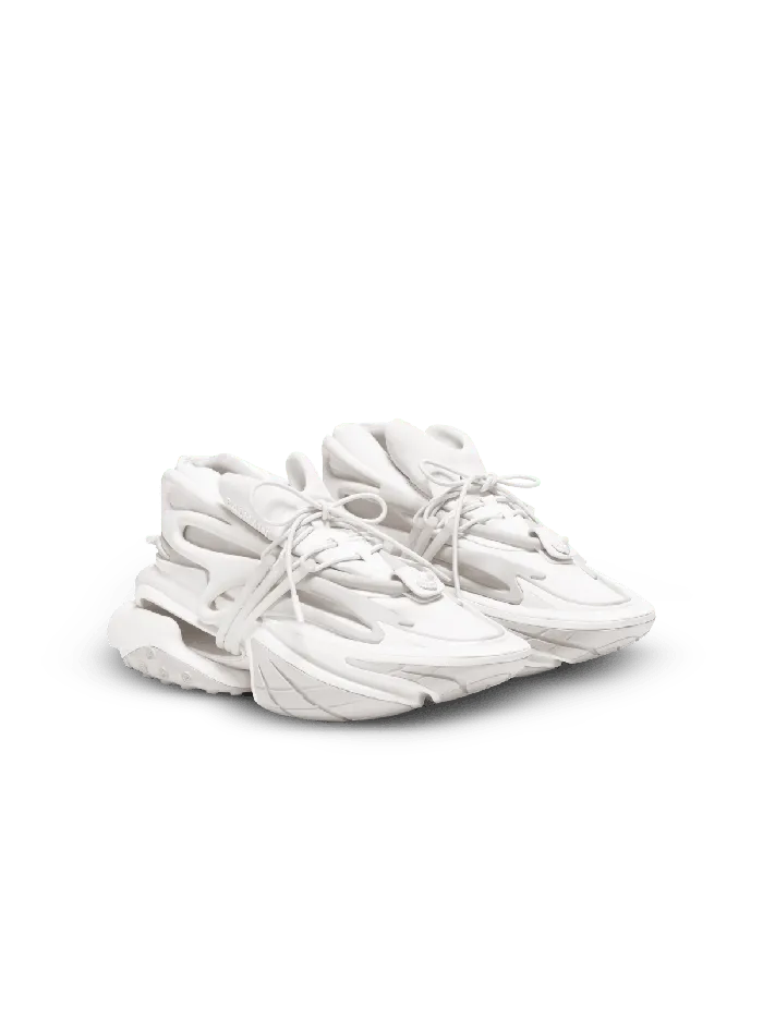 Balmain Sneakers Men Neoprene And Leather Unicorn Lowtop Sneakers White