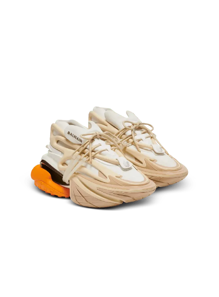 Balmain Sneakers Men Unicorn Sneakers In Neoprene And Leather Orange
