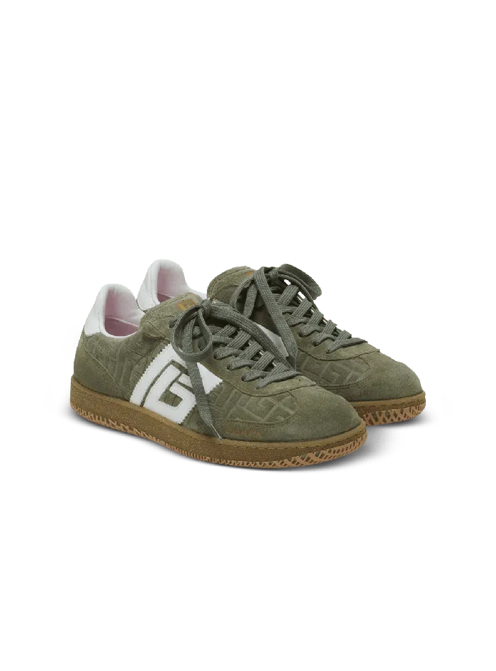 Balmain Sneakers Women Suede Swan Trainers Khaki