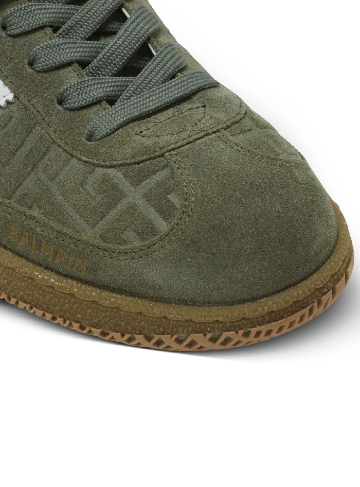 Balmain Sneakers Women Suede Swan Trainers Khaki