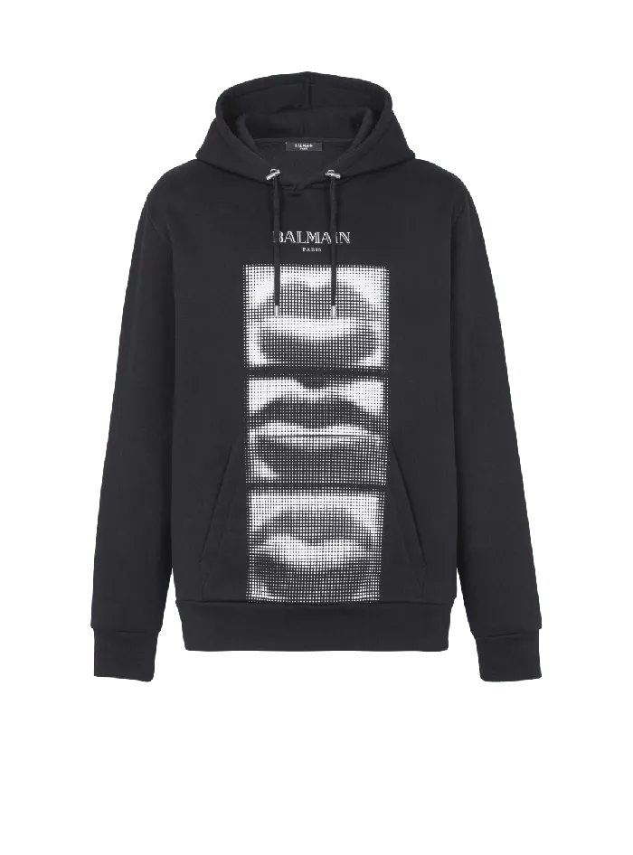 Balmain Sweatshirts Men Hoodie With Vintage Lips Print Black