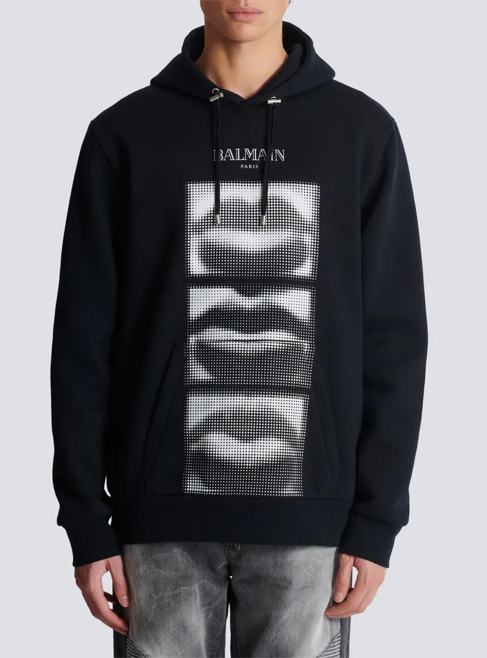Balmain Sweatshirts Men Hoodie With Vintage Lips Print Black