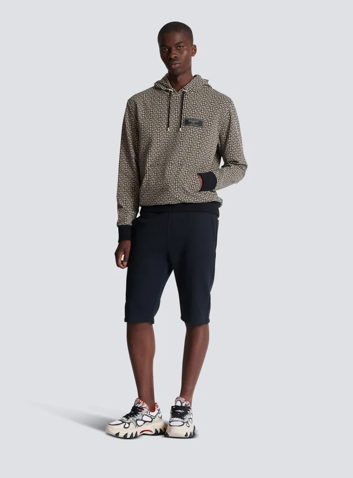 Balmain Sweatshirts Men Monogram Hoodie Black