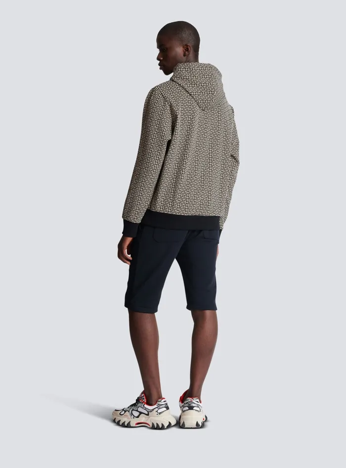 Balmain Sweatshirts Men Monogram Hoodie Black