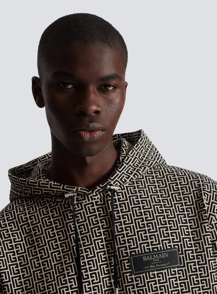 Balmain Sweatshirts Men Monogram Hoodie Black