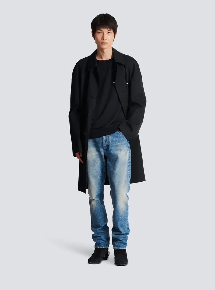Balmain Sweatshirts Men Paris Flocked Sweatshirt Black
