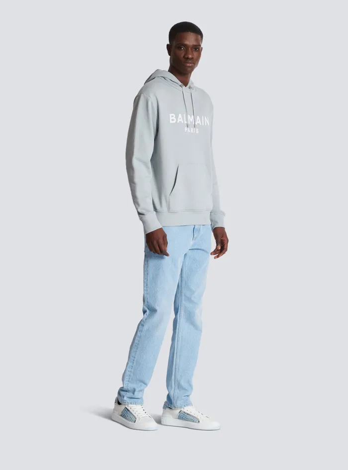 Balmain Sweatshirts Men Printed Paris Hoodie Grey