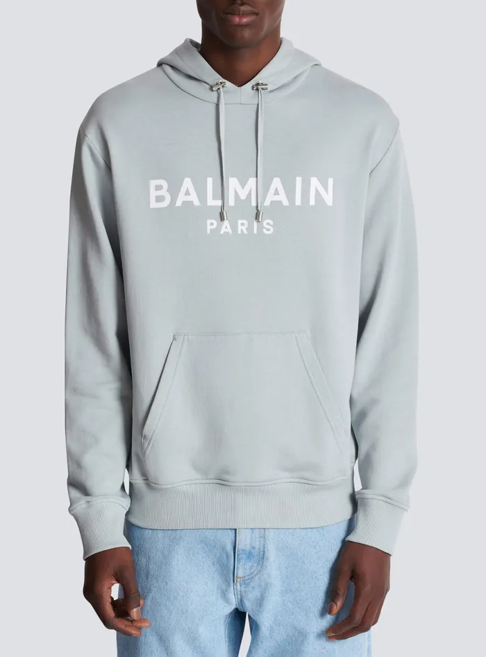 Balmain Sweatshirts Men Printed Paris Hoodie Grey