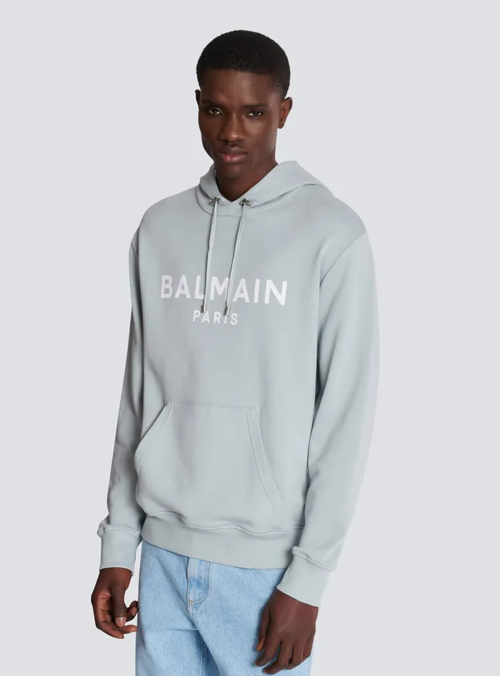 Balmain Sweatshirts Men Printed Paris Hoodie Grey