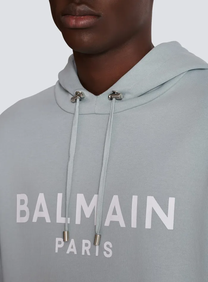 Balmain Sweatshirts Men Printed Paris Hoodie Grey
