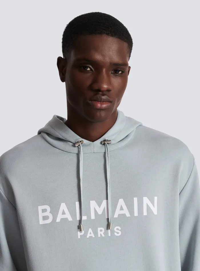 Balmain Sweatshirts Men Printed Paris Hoodie Grey