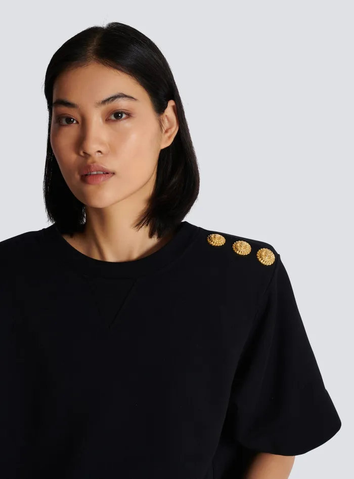 Balmain Sweatshirts Women Cropped Sweatshirt With Buttons Black