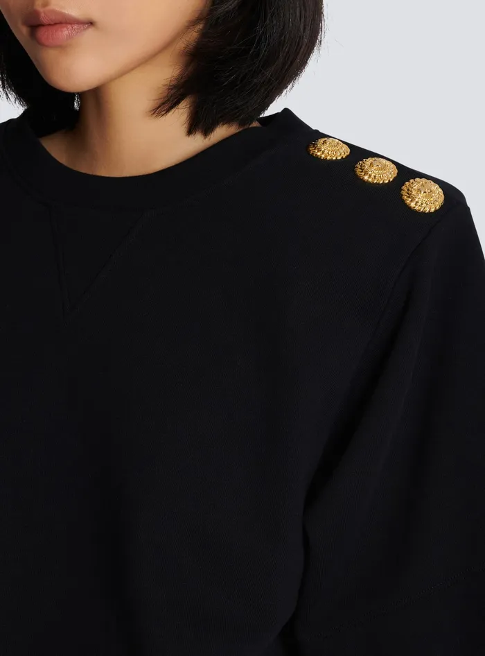 Balmain Sweatshirts Women Cropped Sweatshirt With Buttons Black
