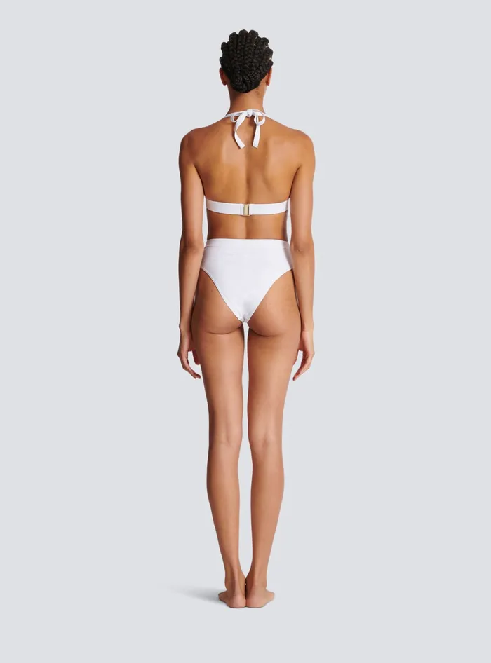 Balmain Swimwear Women Twopiece Swimming Costume With Buttons White
