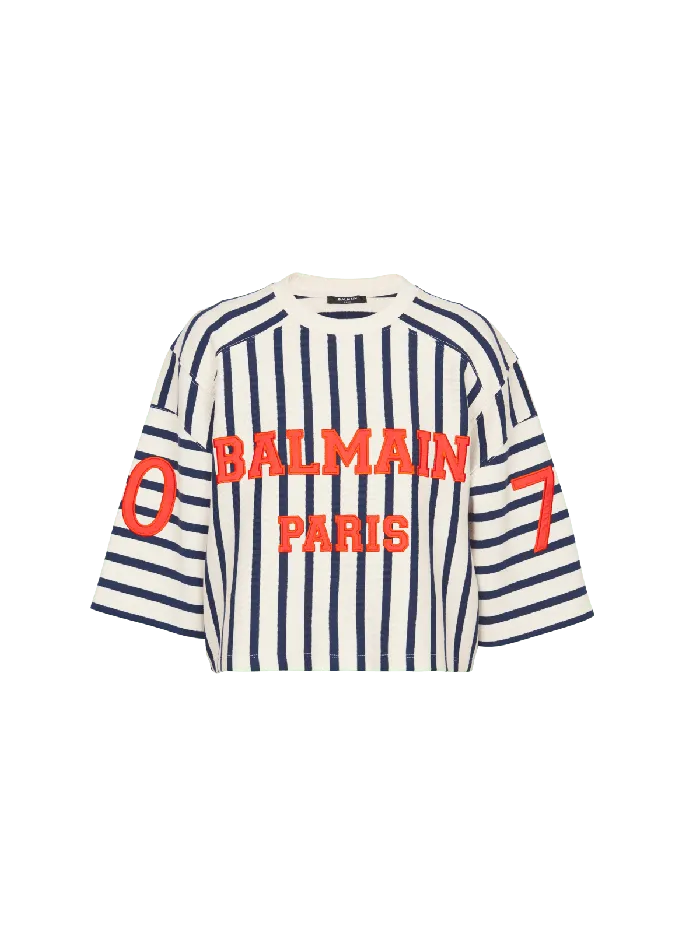 Balmain TShirts Women Baseball Cropped TShirt Multicolor