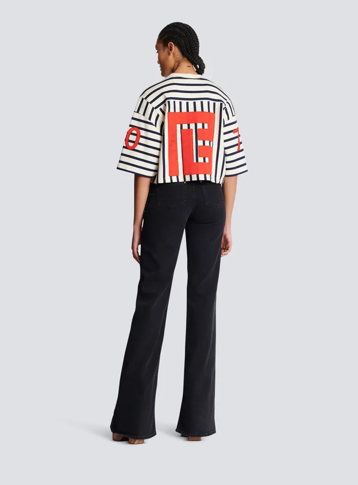 Balmain TShirts Women Baseball Cropped TShirt Multicolor