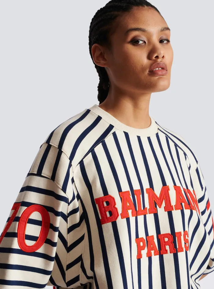 Balmain TShirts Women Baseball Cropped TShirt Multicolor