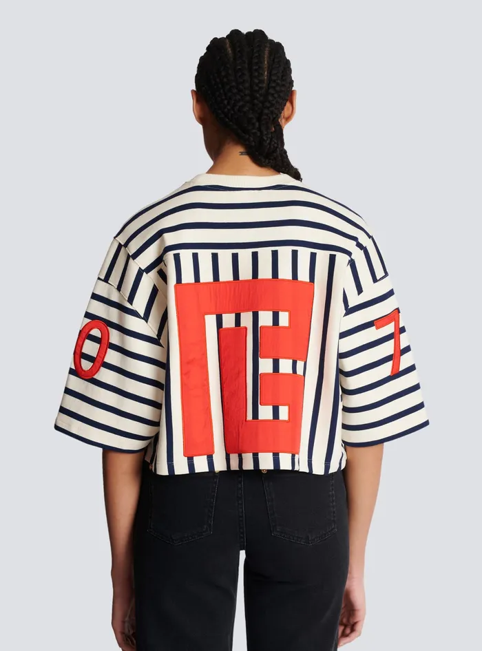 Balmain TShirts Women Baseball Cropped TShirt Multicolor