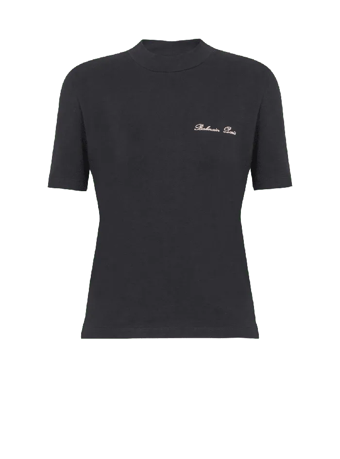 Balmain TShirts Women Embroidered Signature Tshirt Black