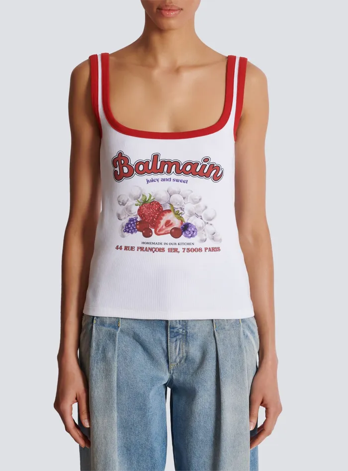 Balmain TShirts Women Fruit Tank Top White