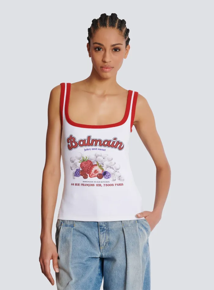 Balmain TShirts Women Fruit Tank Top White