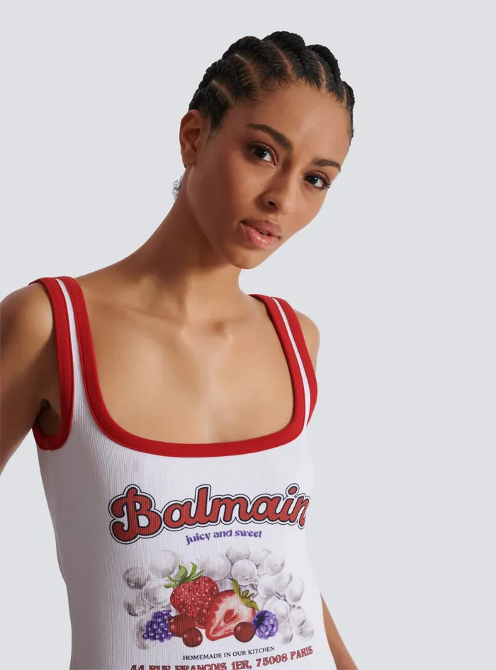 Balmain TShirts Women Fruit Tank Top White