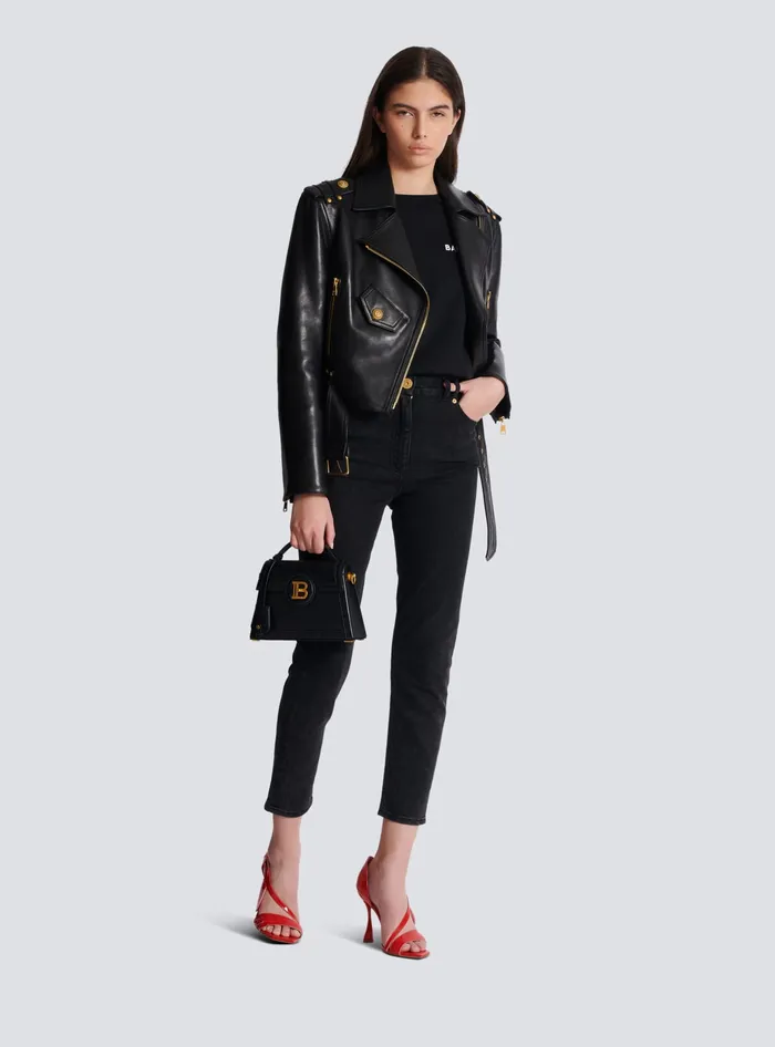 Balmain TShirts Women Tshirt With Flocked Paris Logo Black