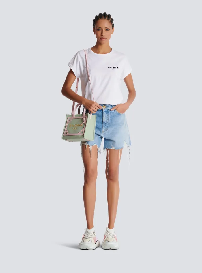 Balmain TShirts Women Tshirt With Flocked Paris Logo White