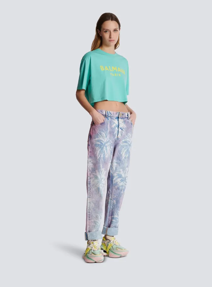 Balmain TShirts Women Tshirt With Paris Print Blue