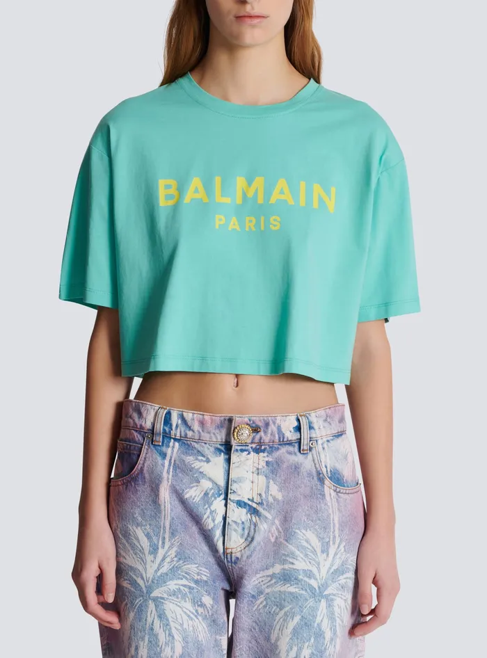 Balmain TShirts Women Tshirt With Paris Print Blue