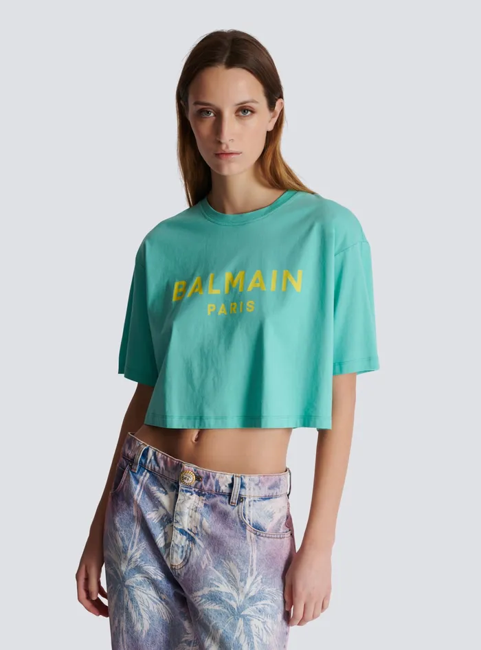 Balmain TShirts Women Tshirt With Paris Print Blue