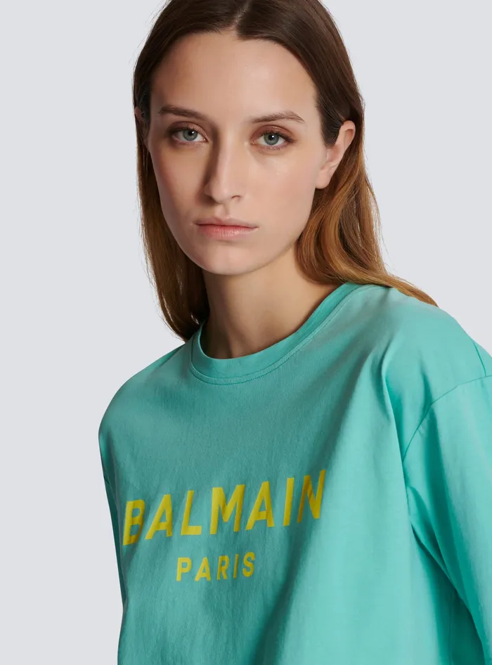 Balmain TShirts Women Tshirt With Paris Print Blue