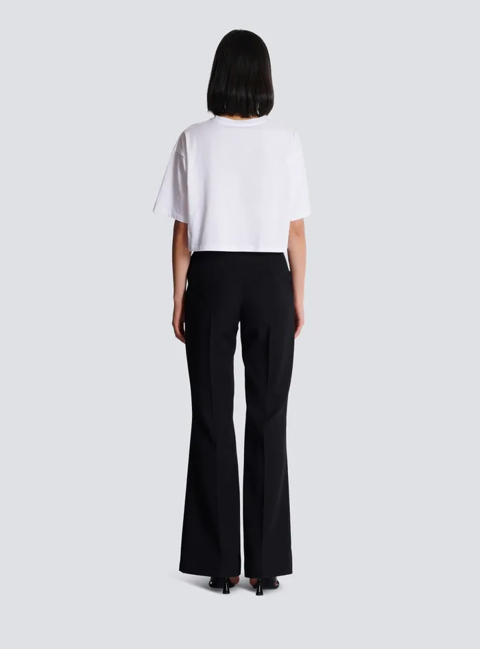 Balmain TShirts Women Tshirt With Signature Embroidery White