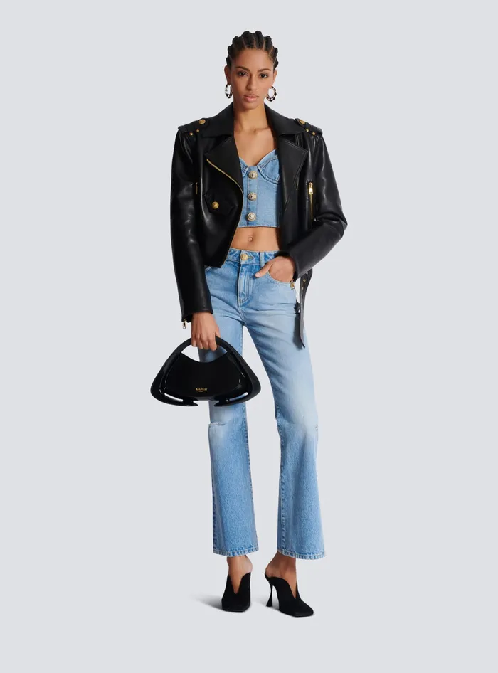 Balmain Tops And Shirts Women Denim Top With Thin Straps Blue