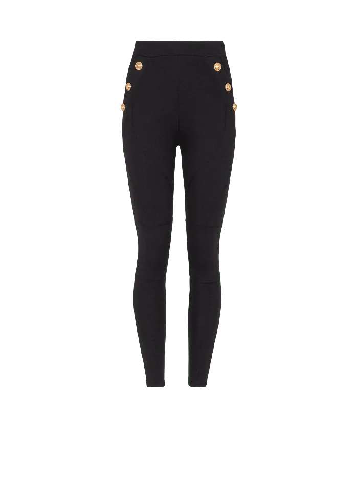 Balmain Trousers And Shorts Women Jersey Leggings With 6 Buttons Black