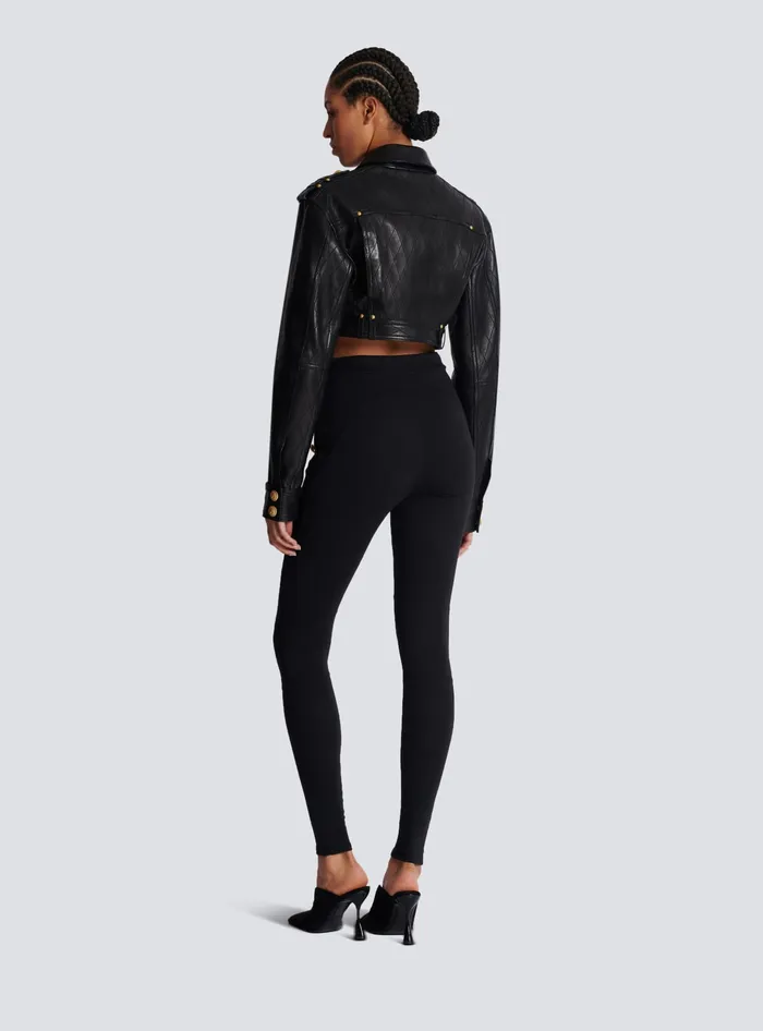 Balmain Trousers And Shorts Women Jersey Leggings With 6 Buttons Black