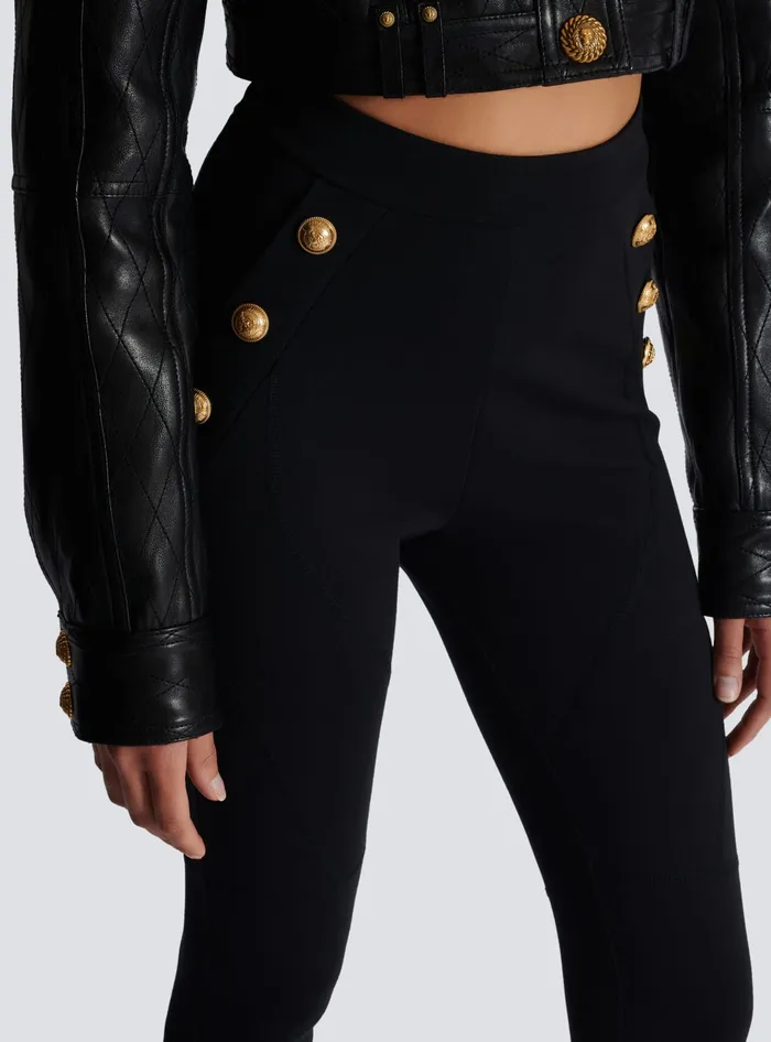 Balmain Trousers And Shorts Women Jersey Leggings With 6 Buttons Black