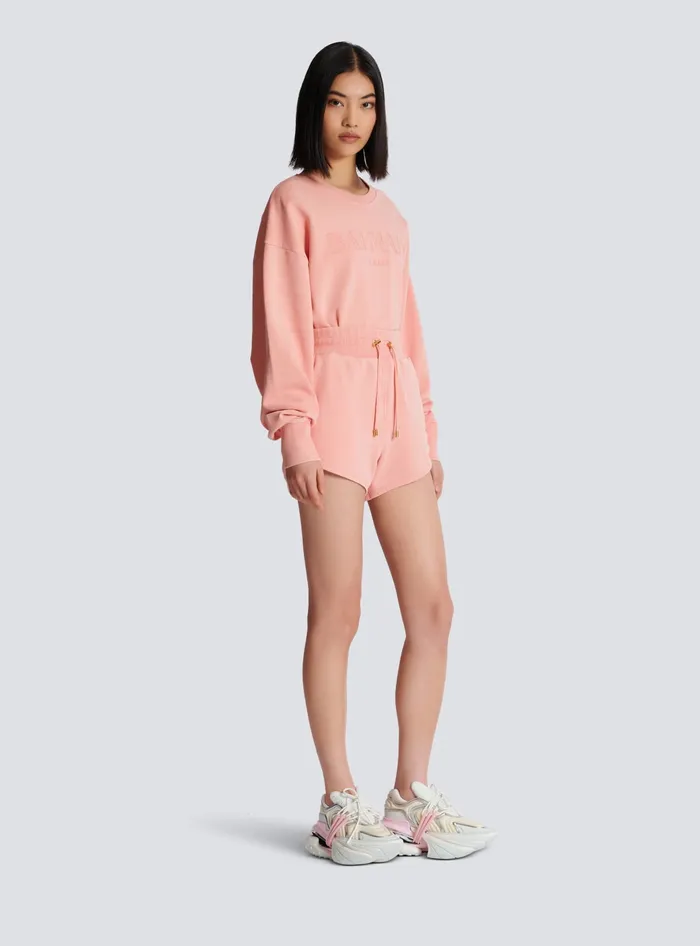Balmain Trousers And Shorts Women Shorts With Vintage Embroidery Pink