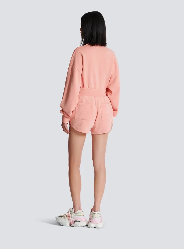 Balmain Trousers And Shorts Women Shorts With Vintage Embroidery Pink